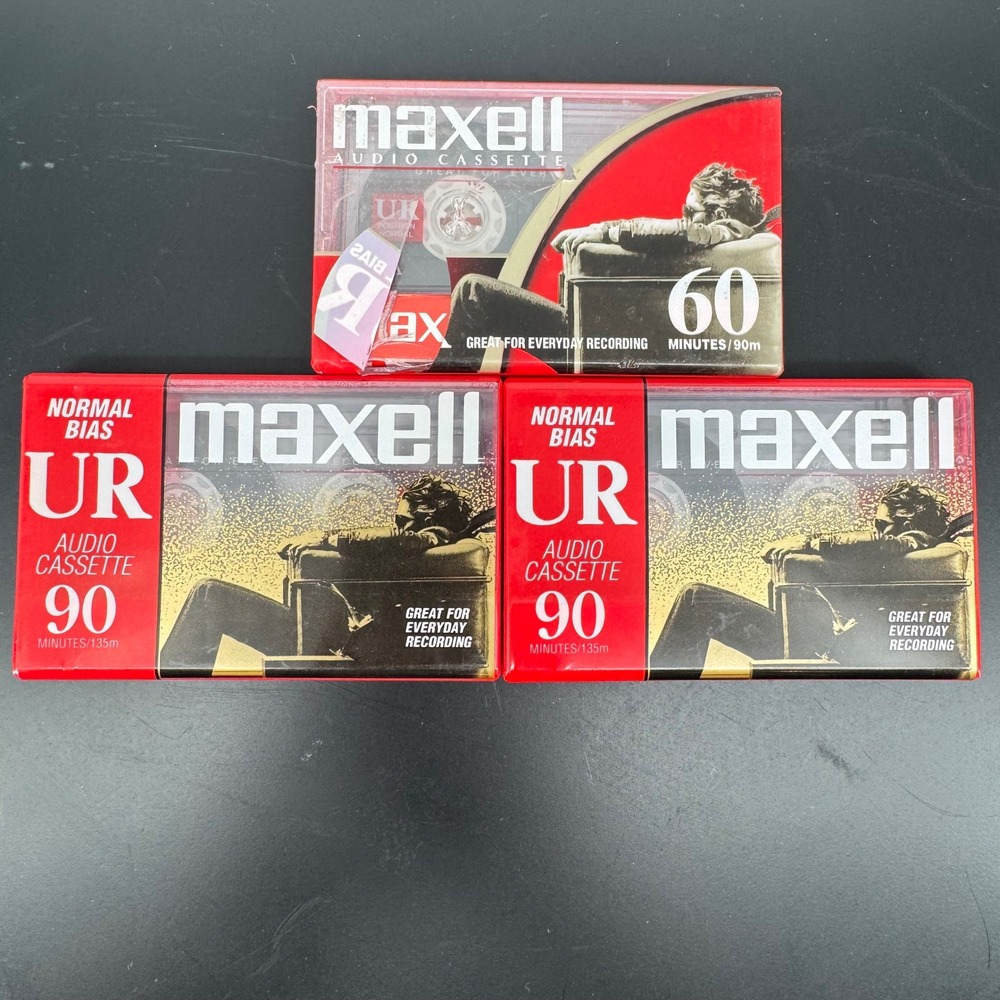 Maxell UR 60 & UR 90 Normal Bias Audio Cassette Tapes Lot New‎ Sealed NOS